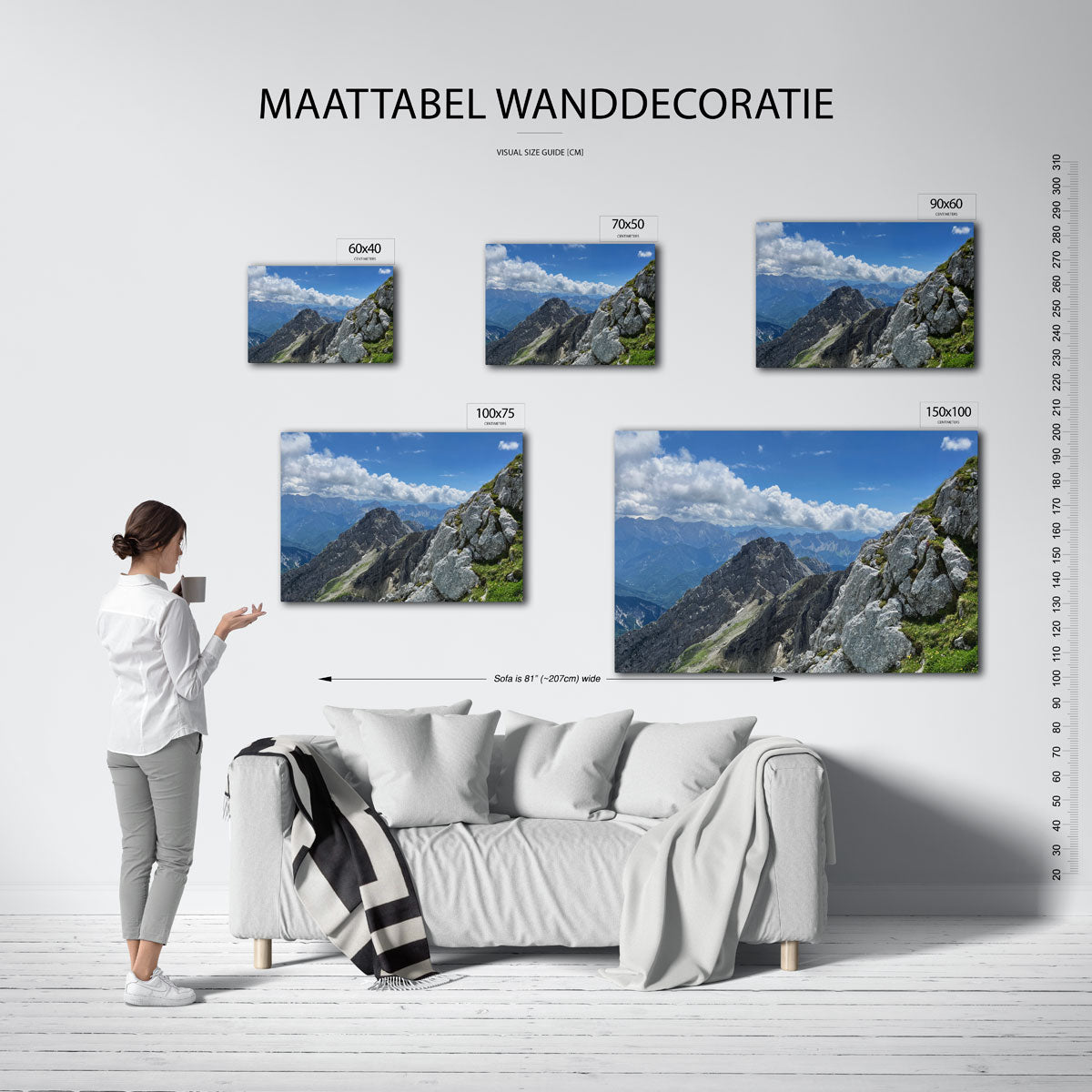 Berglandschap met wolken Kunstwerk