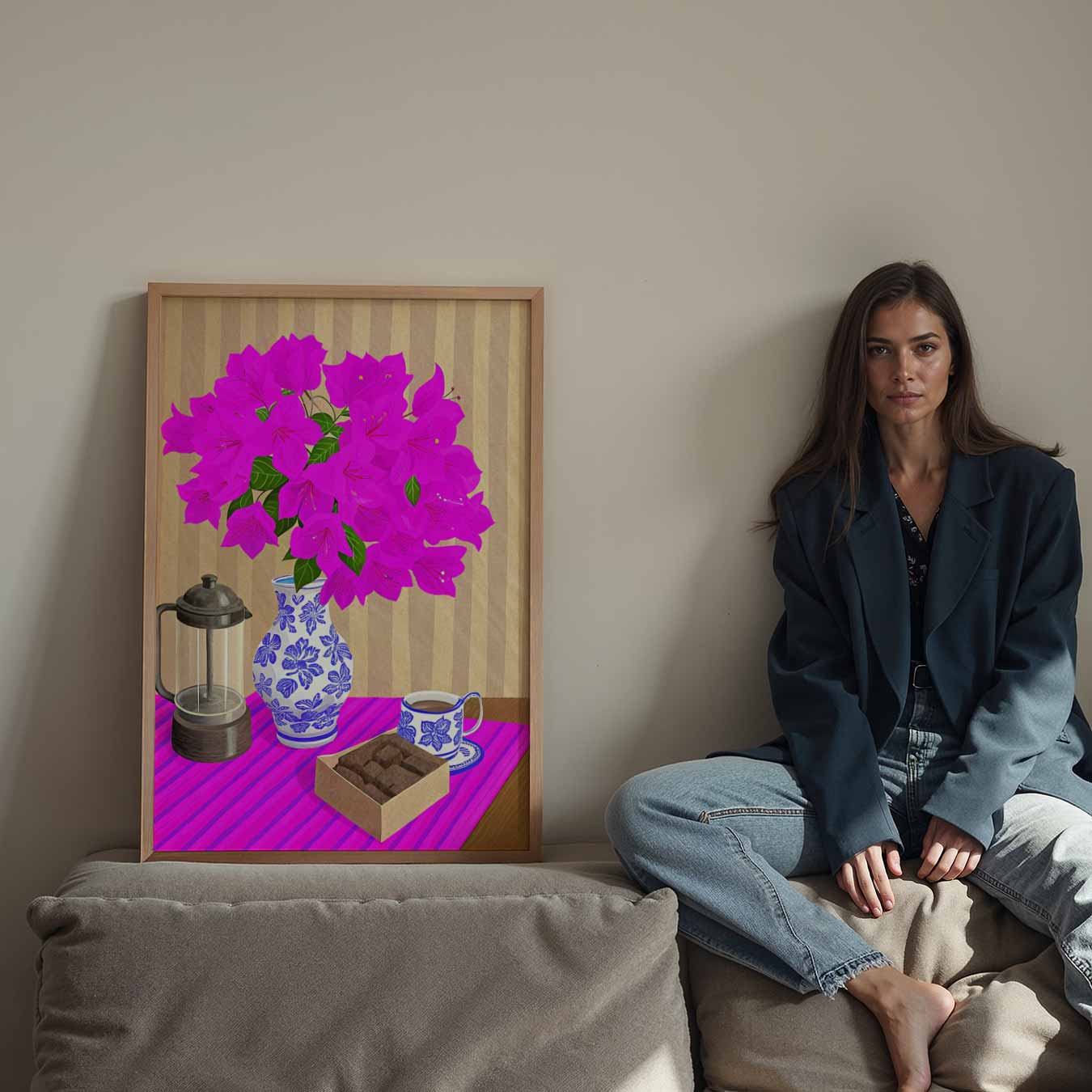 Bloemen en Koffie Poster-WallArtistic