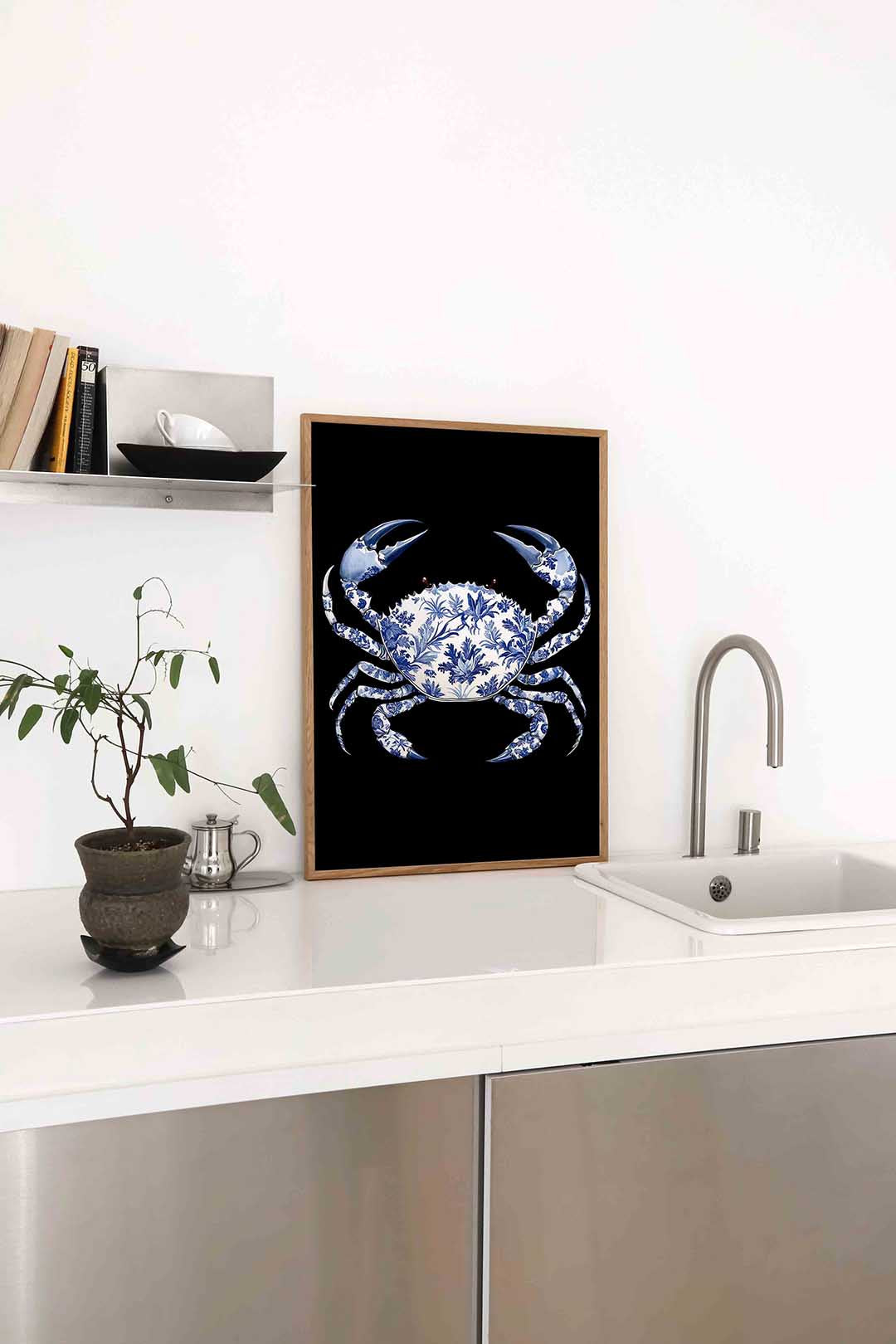 Blauw witte krab Poster