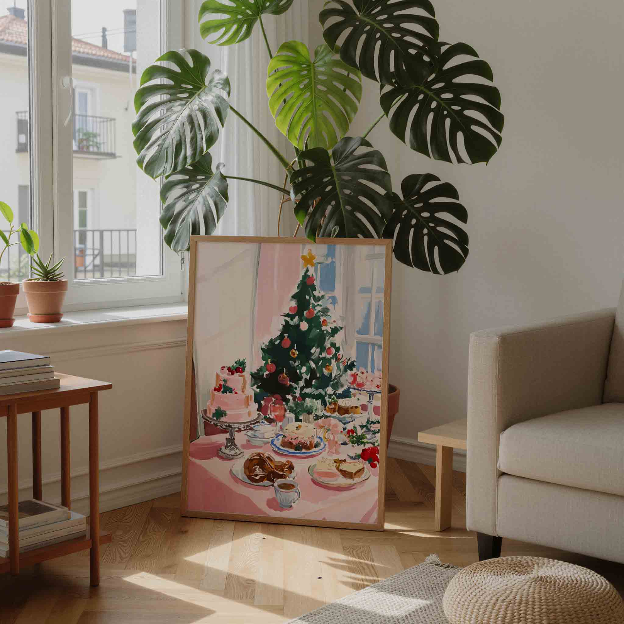 Kersttafel met taart Poster