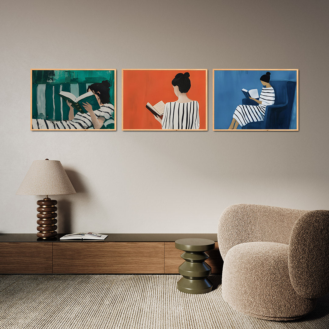 Lezende vrouw Posterset