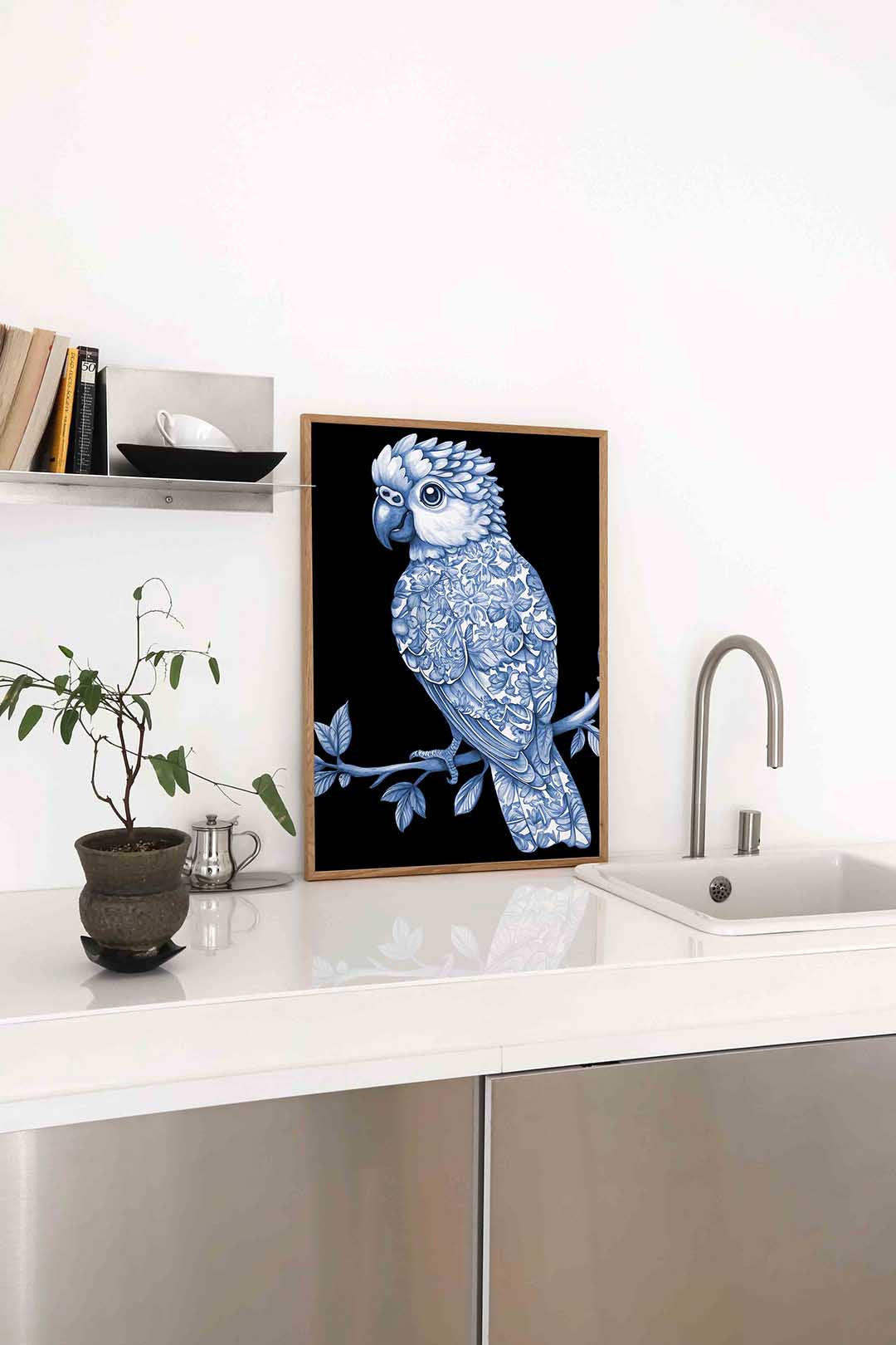 Papegaai met bloemen Poster