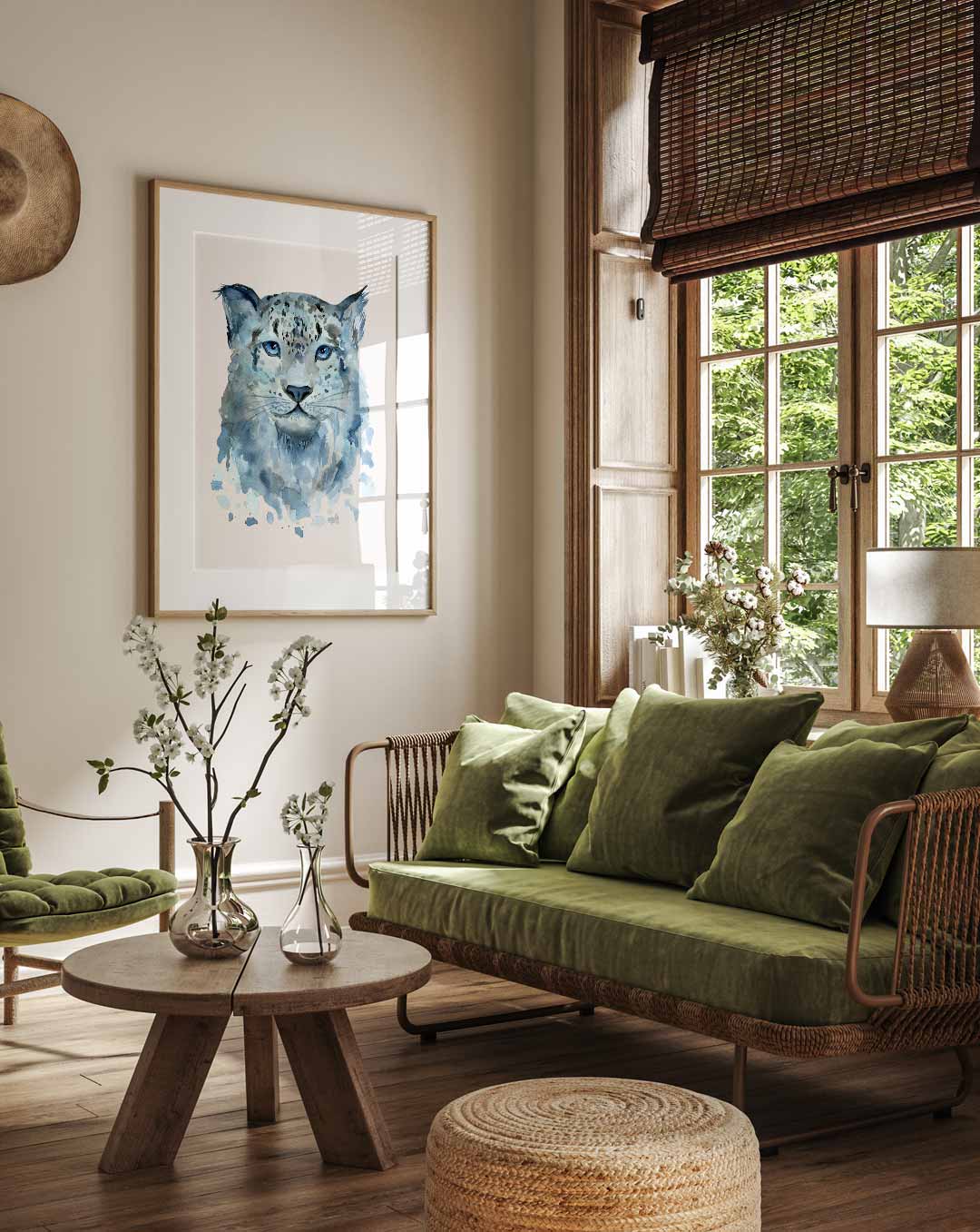 Blauwe Nevel Luipaard Poster-WallArtistic