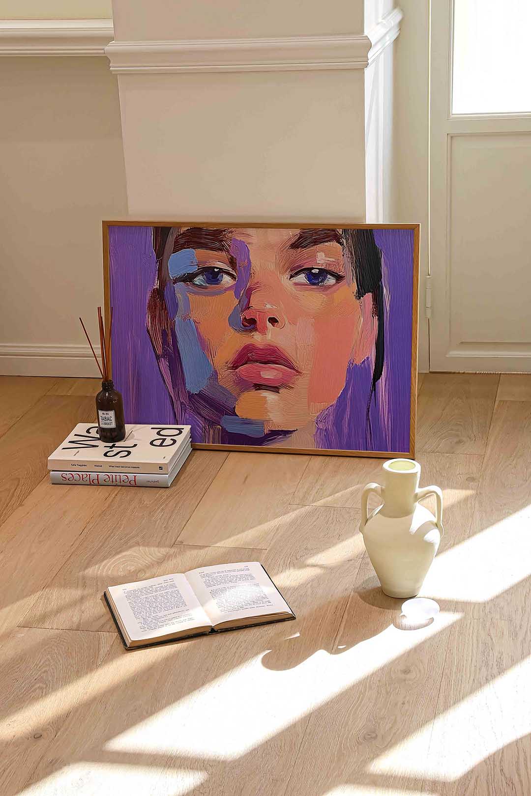 Portret met paarse tinten Poster
