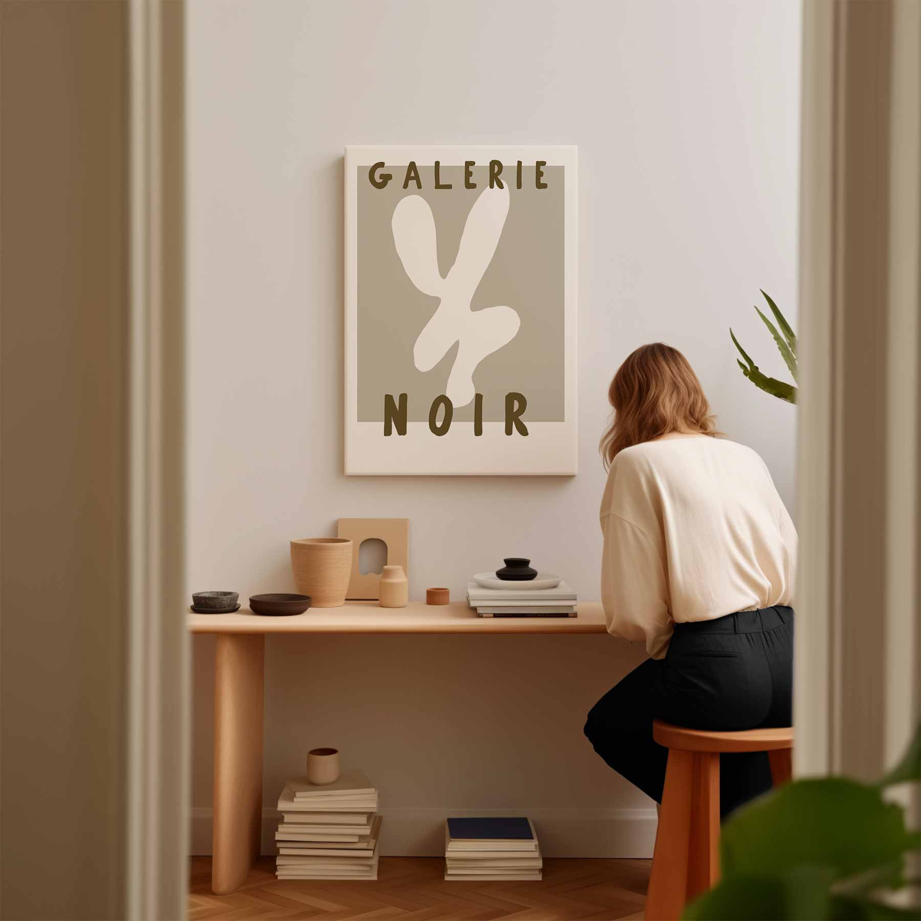 Minimalistisch Creatief Abstract in Beige Kunstwerk-canvas-dibond-plexiglas-wanddecoratie-WallArtistic