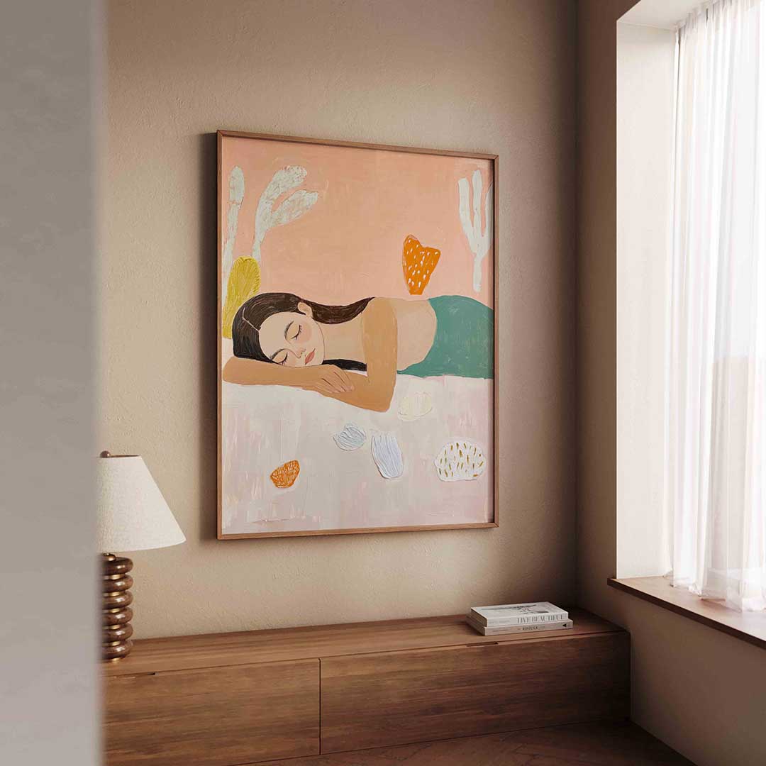 Slapende vrouw met abstracte vormen Poster