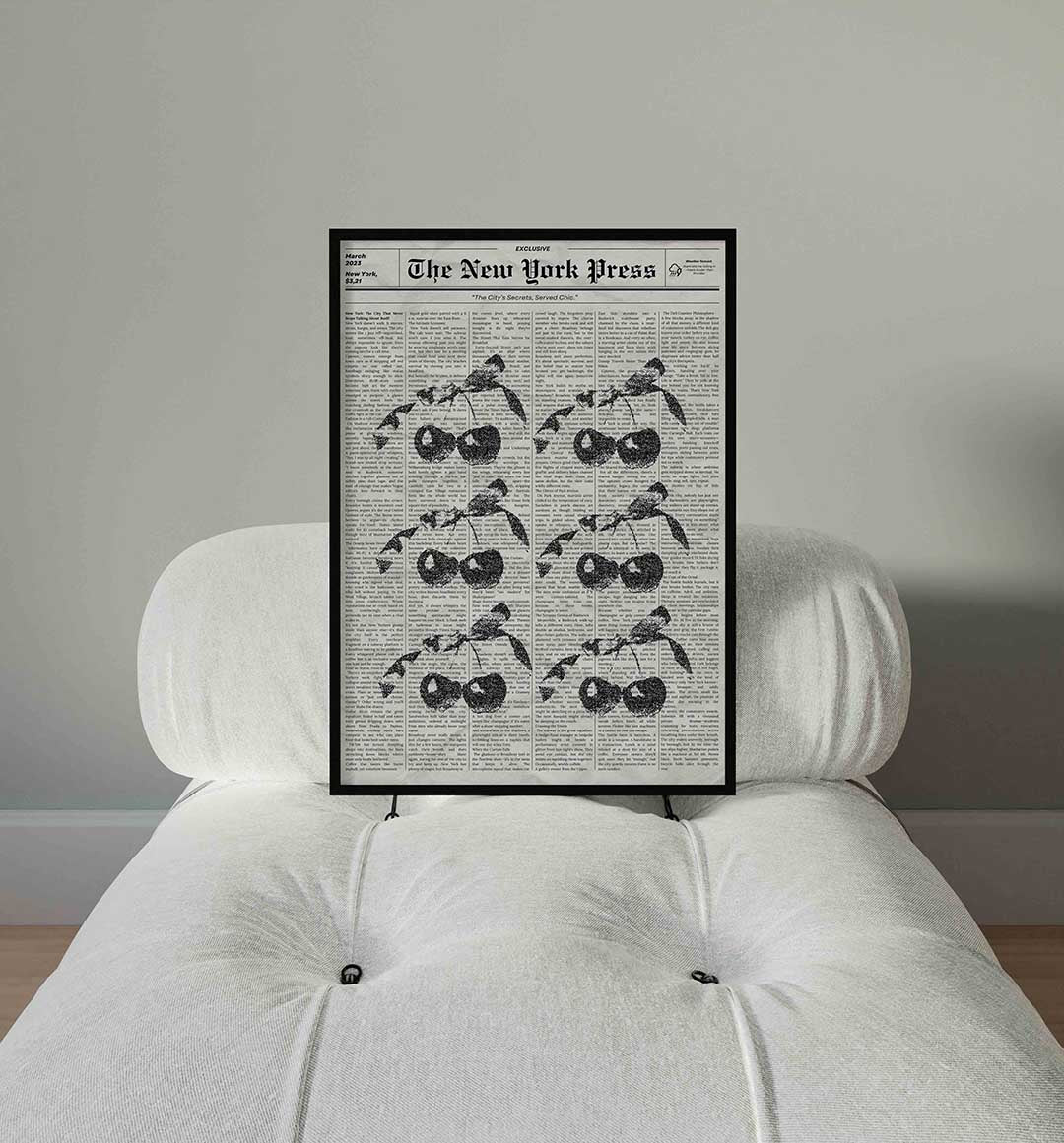Kersen op krantenachtergrond Poster