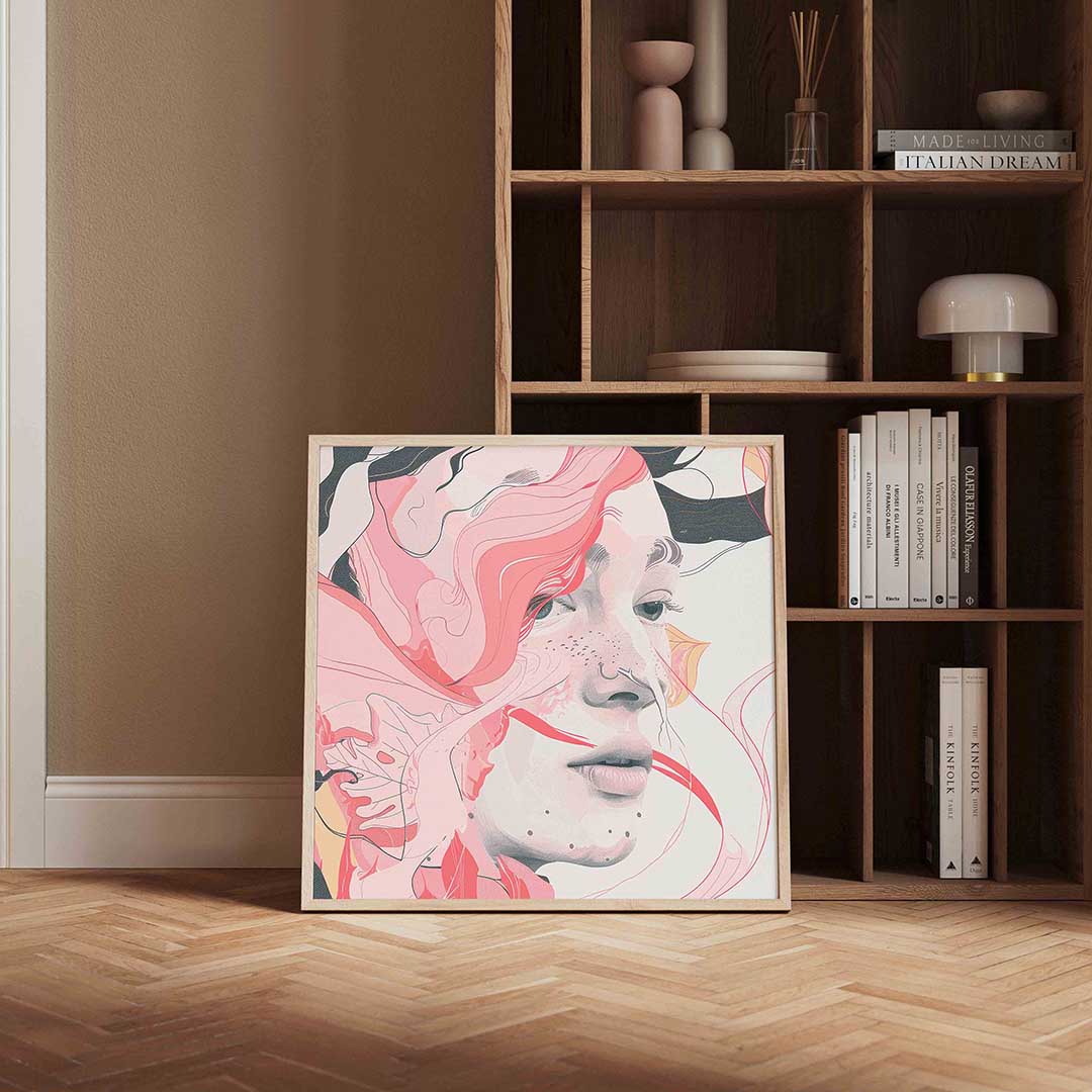 Abstracte roze gezicht Poster
