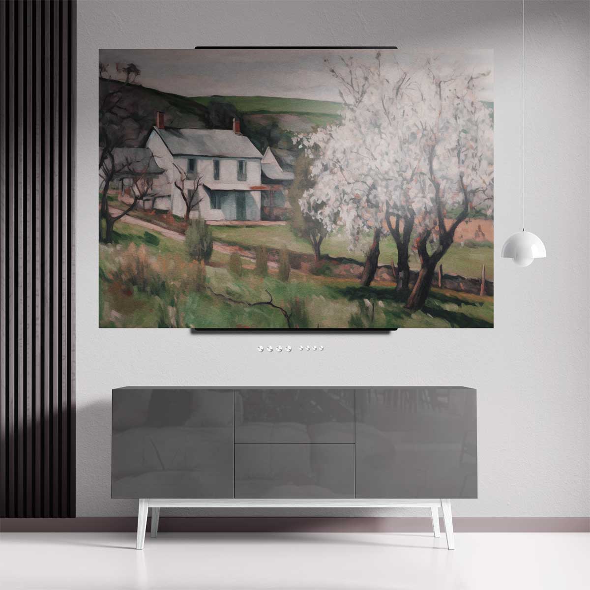 Lentehuis met Bloesem Kunstwerk-canvas-dibond-plexiglas-wanddecoratie-WallArtistic