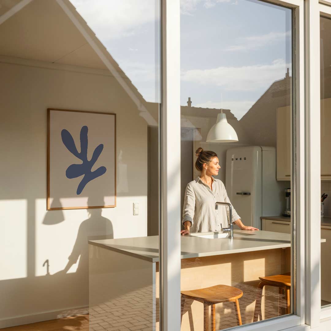 Moderne Blauwe Abstracte Kunst Poster-WallArtistic
