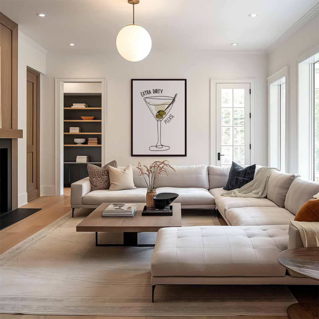 Extra Dirty Martini Illustratie Kunstwerk-canvas-dibond-plexiglas-wanddecoratie-WallArtistic