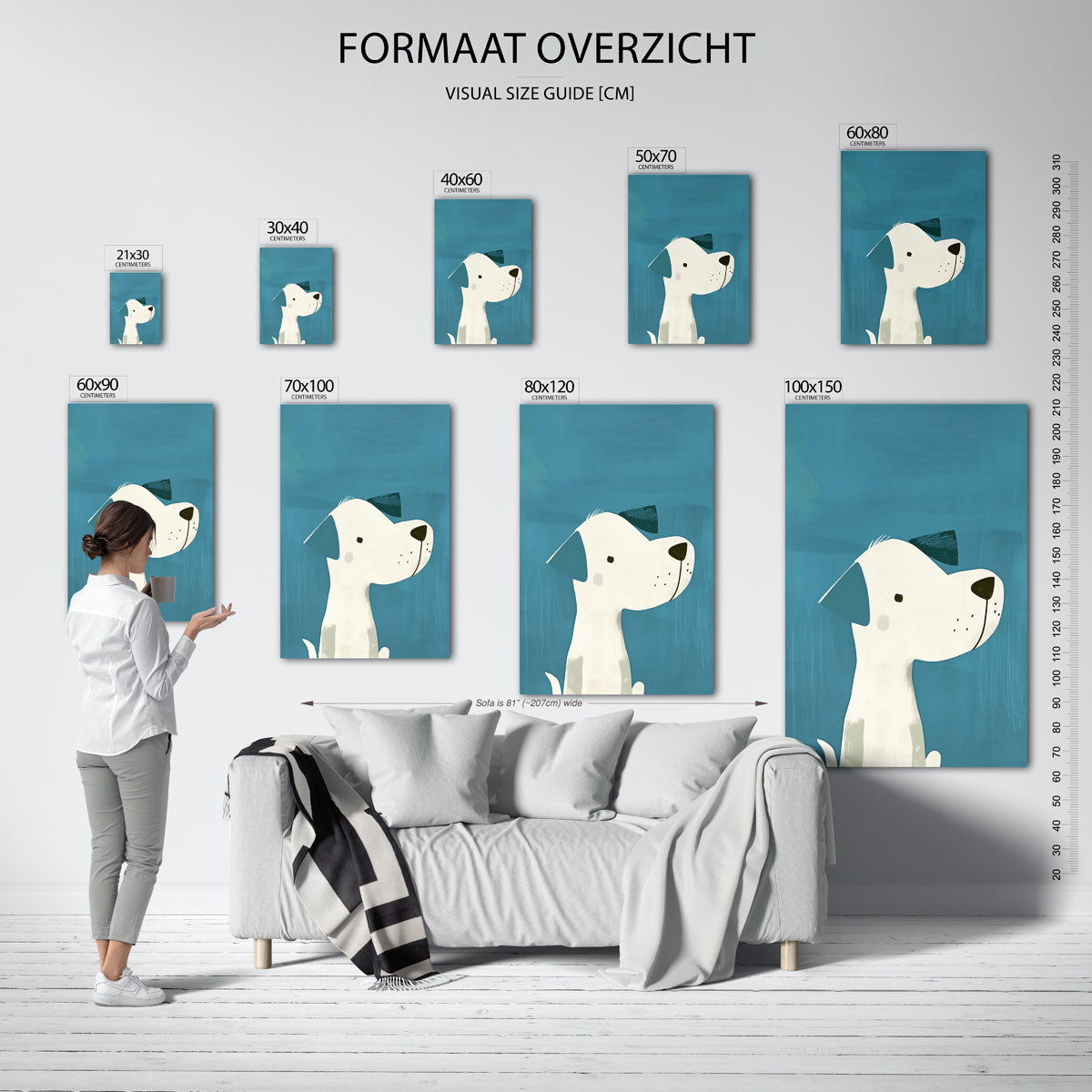 Hond met blauwe achtergrond Poster