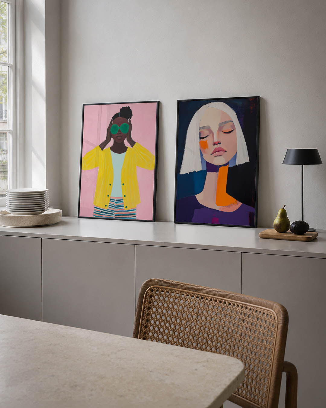 Kleurrijke portretuitstraling Posterset
