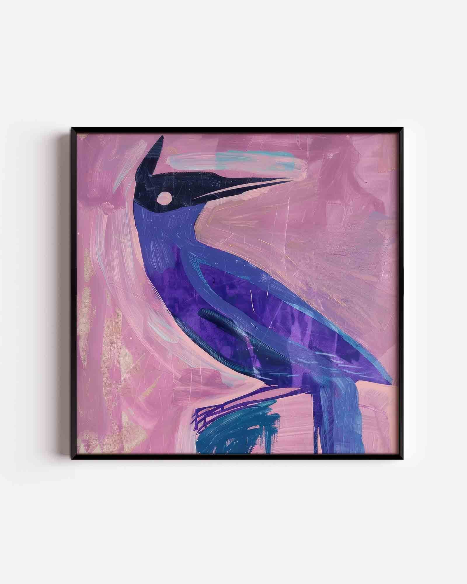Vogel in roze en paars Poster