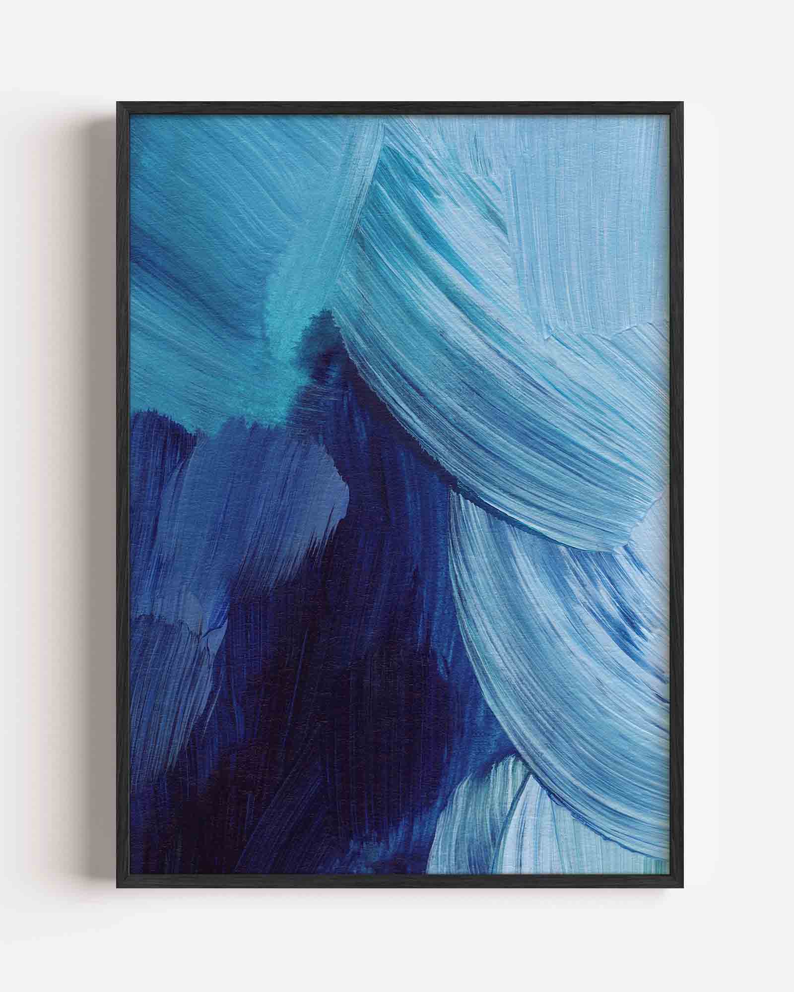 Blauwe penseelstreken Poster