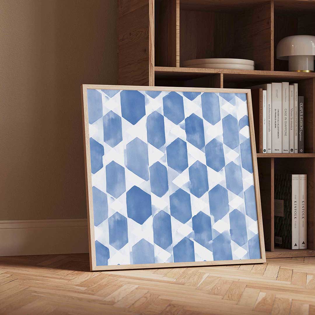 Blauwe geometrische vormen Poster