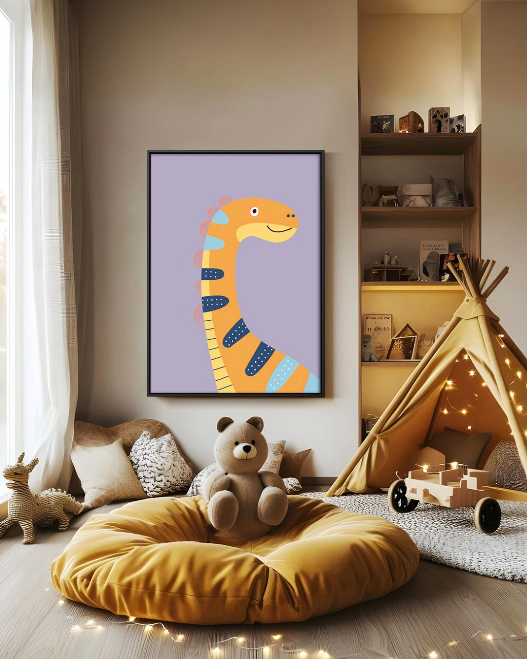 Vrolijke dinosaurus illustratie Kunstwerk