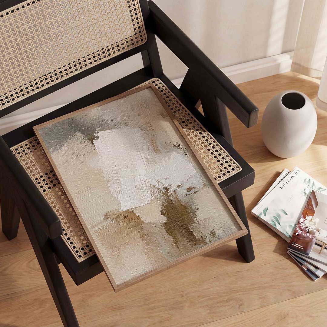 Abstracte beige en witte Poster