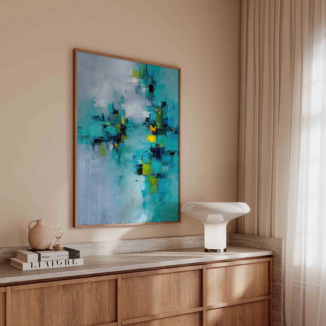 Abstracte blauwe compositie Poster