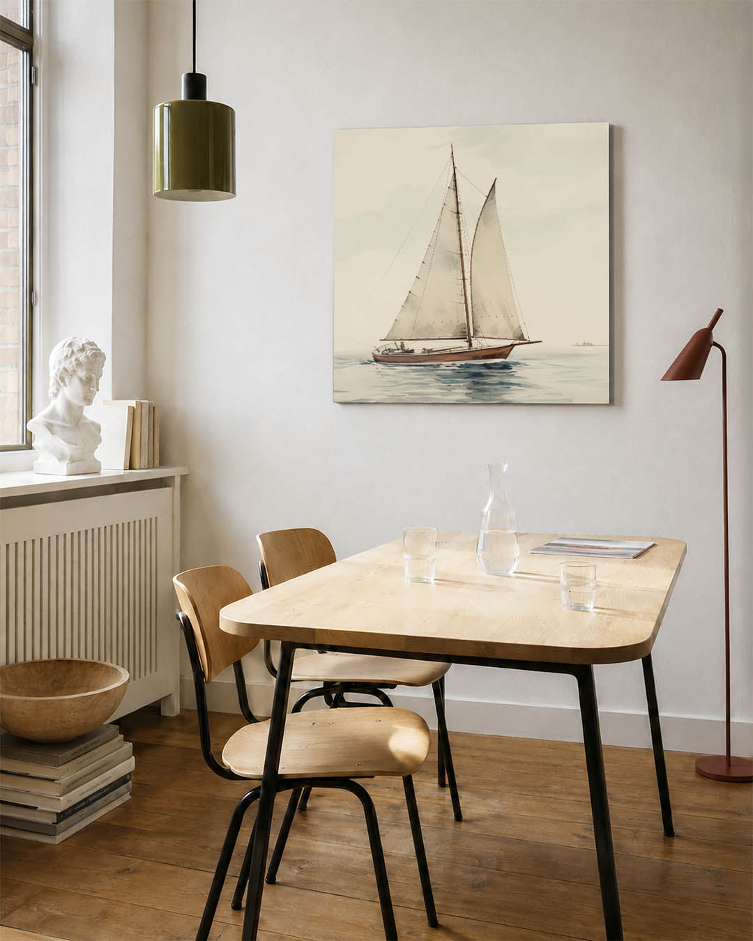 Zeilboot op zee Kunstwerk