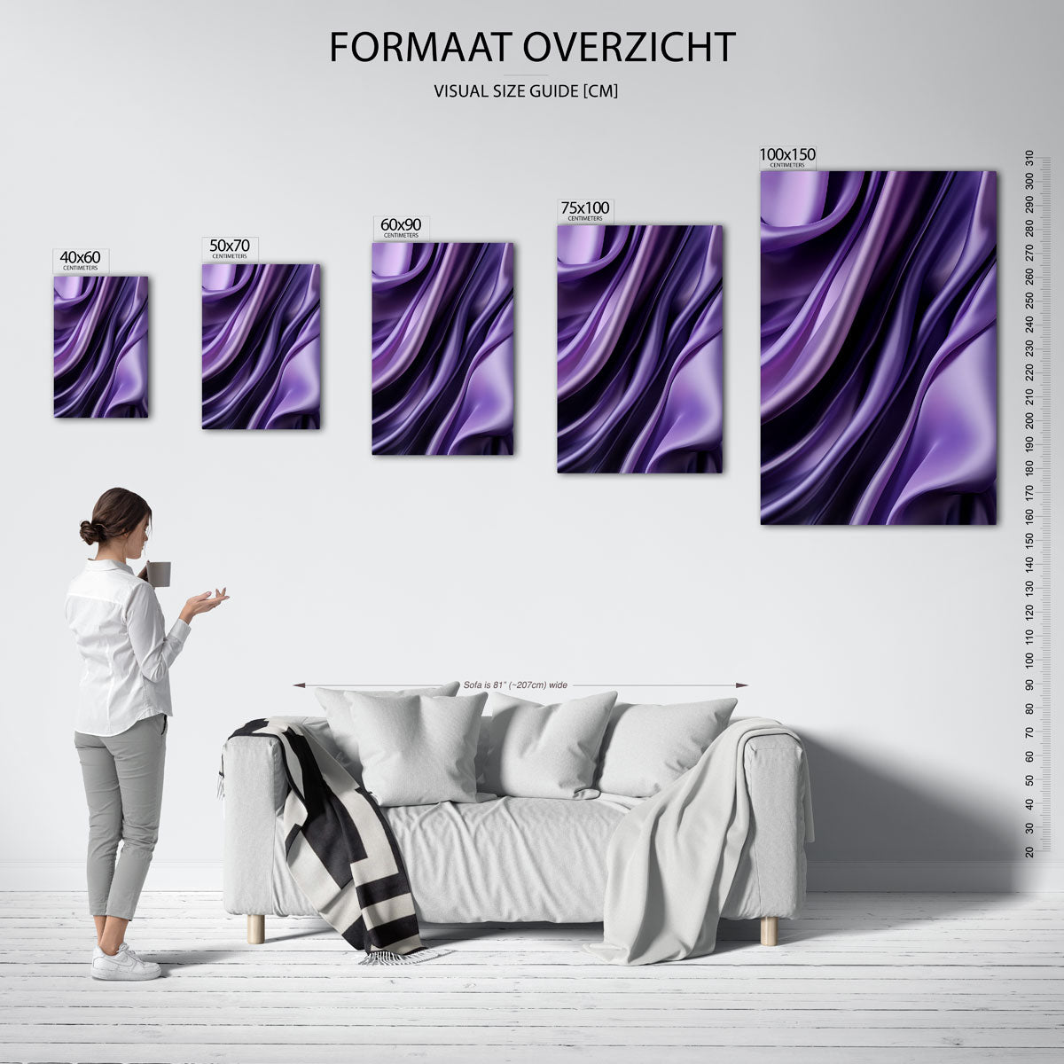 Golvende paarse vormen Kunstwerk