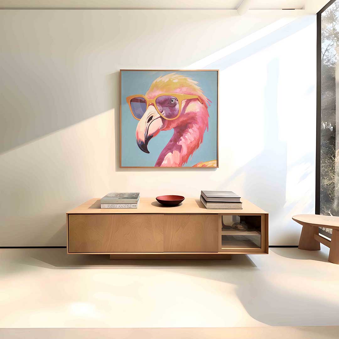 Flamingo met zonnebril Poster