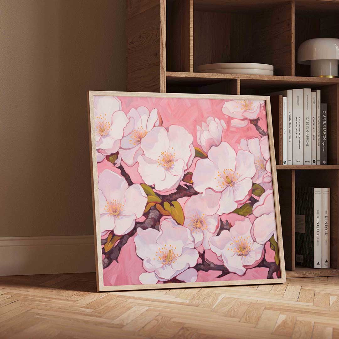 Bloesem op roze Poster
