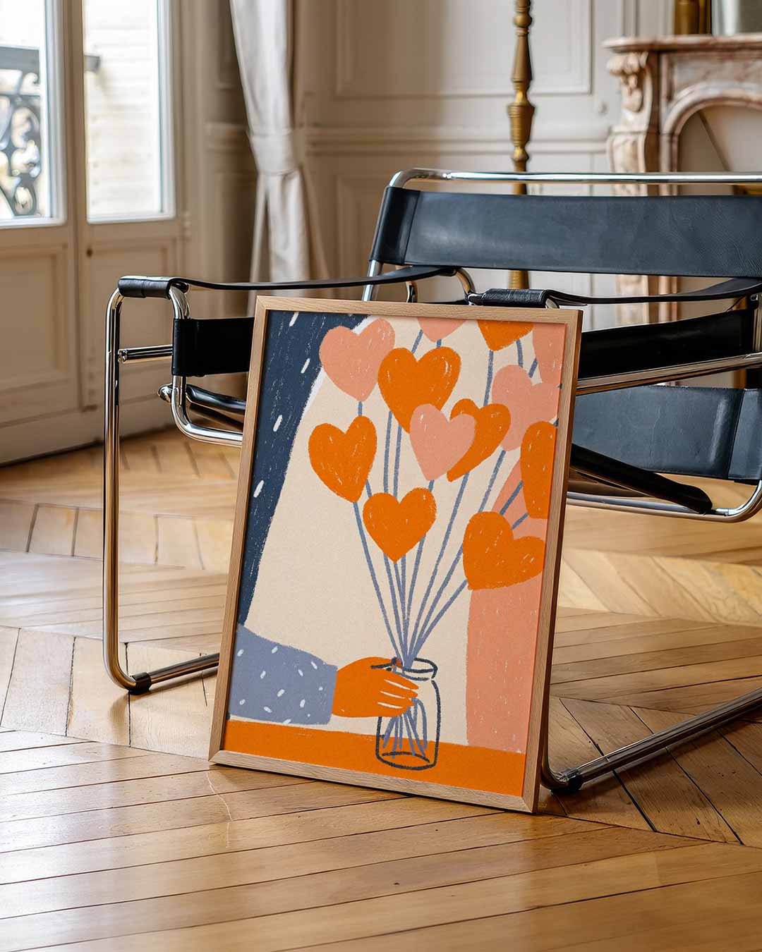 Liefdevolle Hartenbloemen Poster-WallArtistic