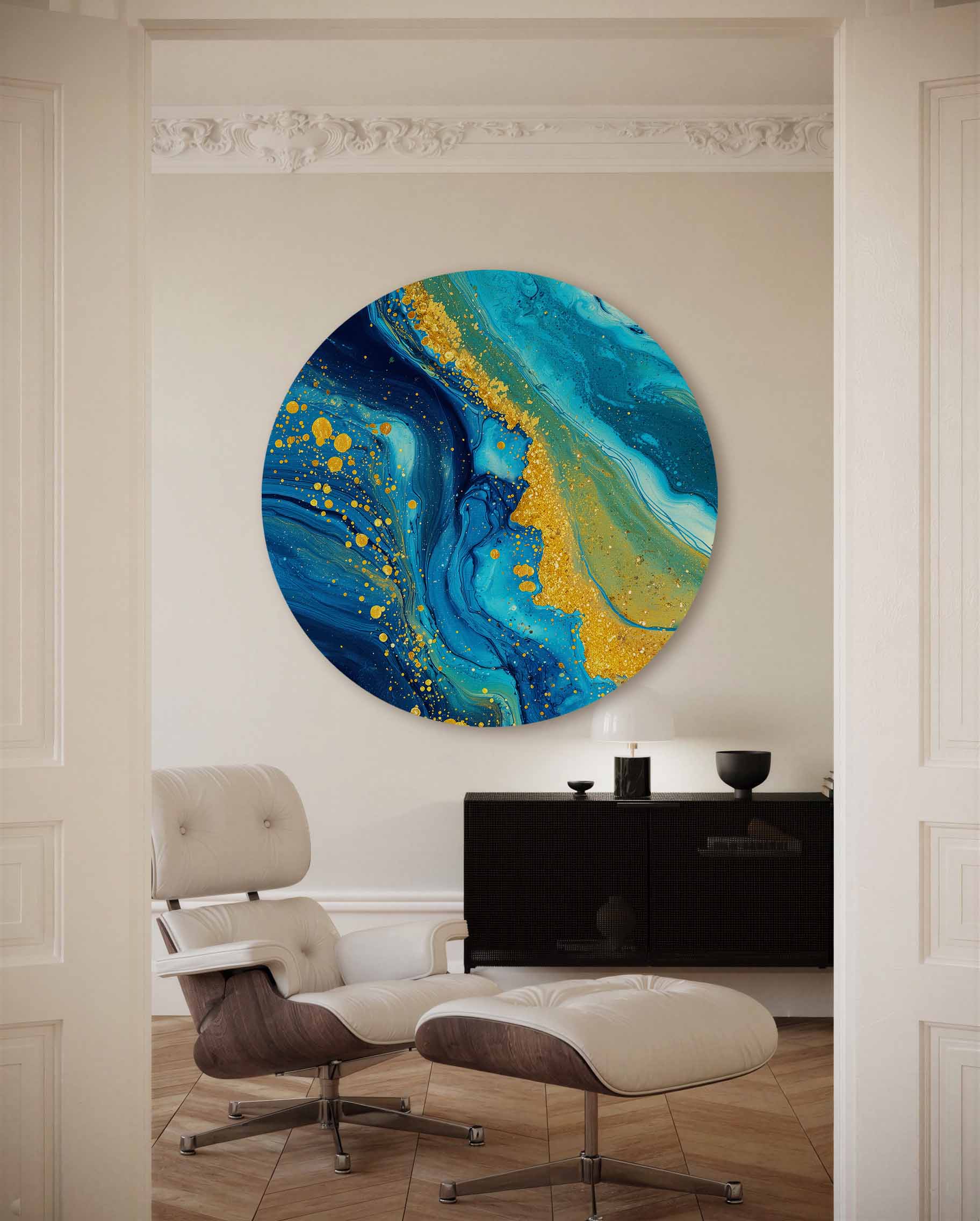 Blauwe en gouden Muurcirkel