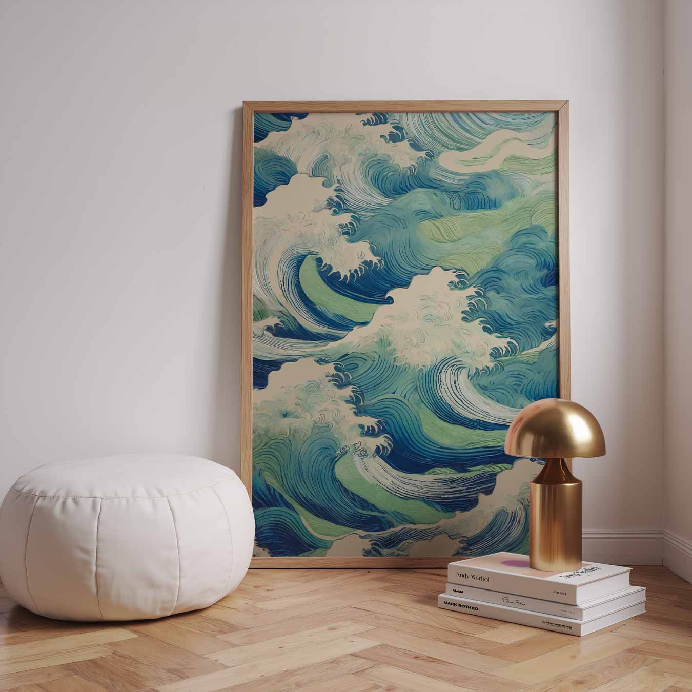 Golvende Blauwe Kunstposter-WallArtistic