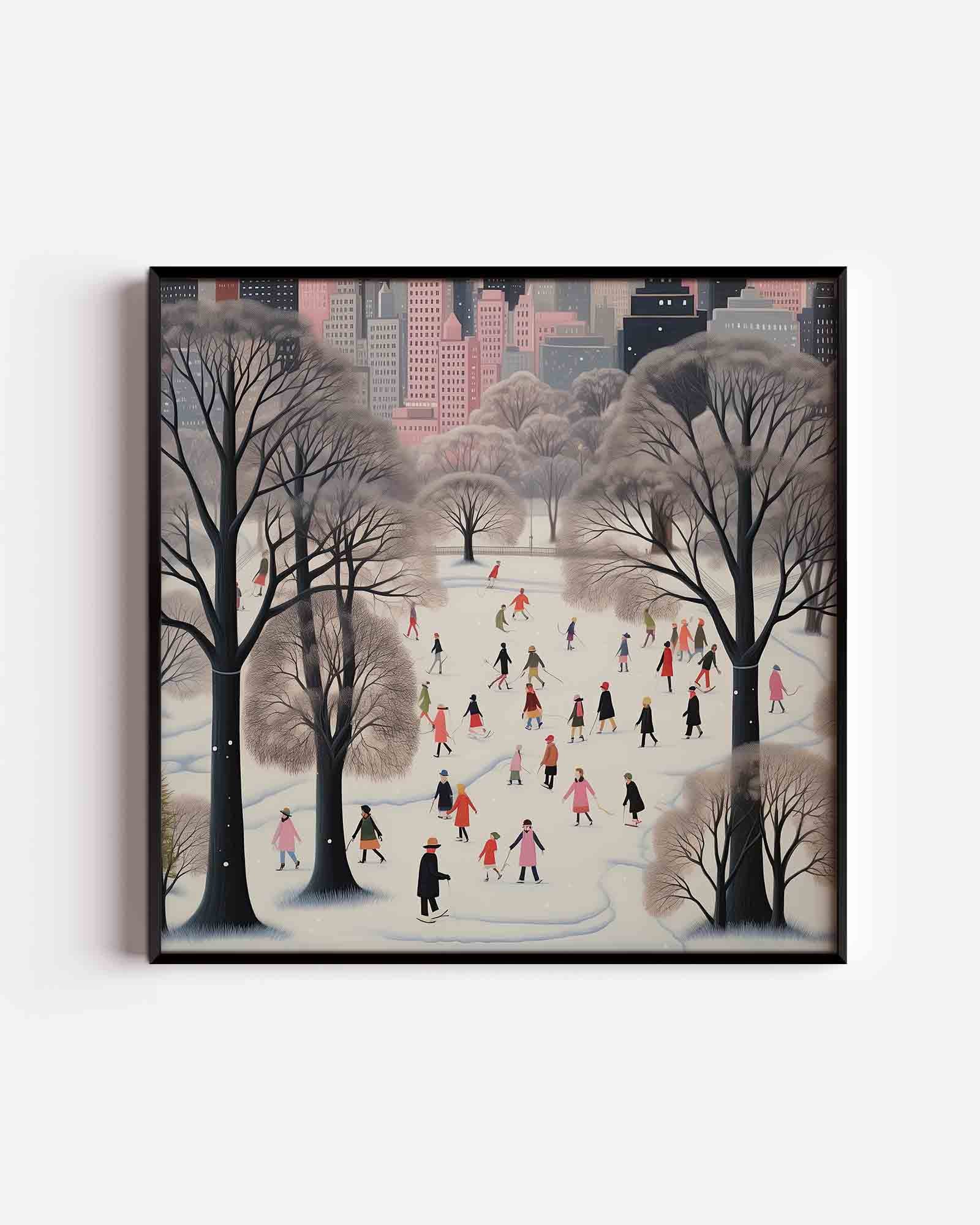 Schaatsers in park Poster