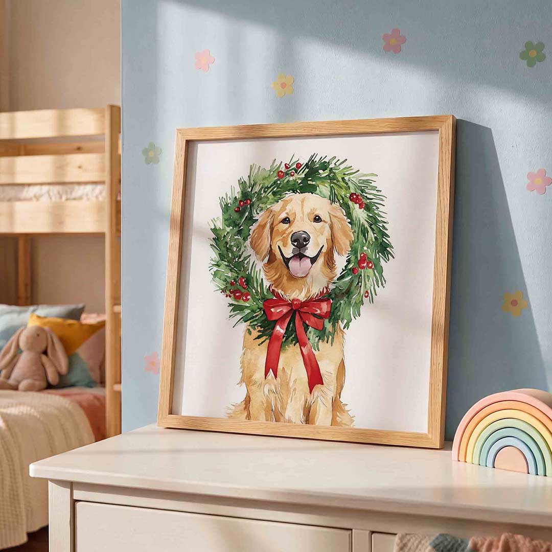 Hond met krans Poster