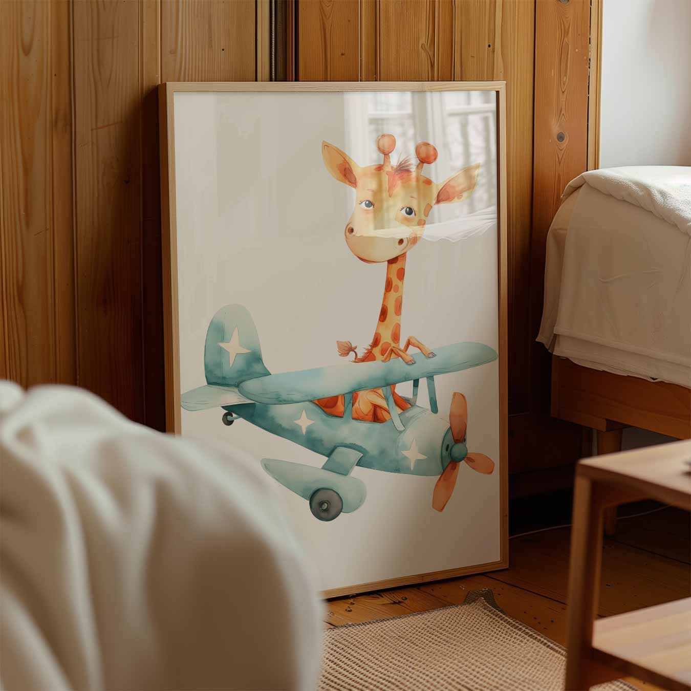 Dromerige Giraf Vlucht Poster-WallArtistic
