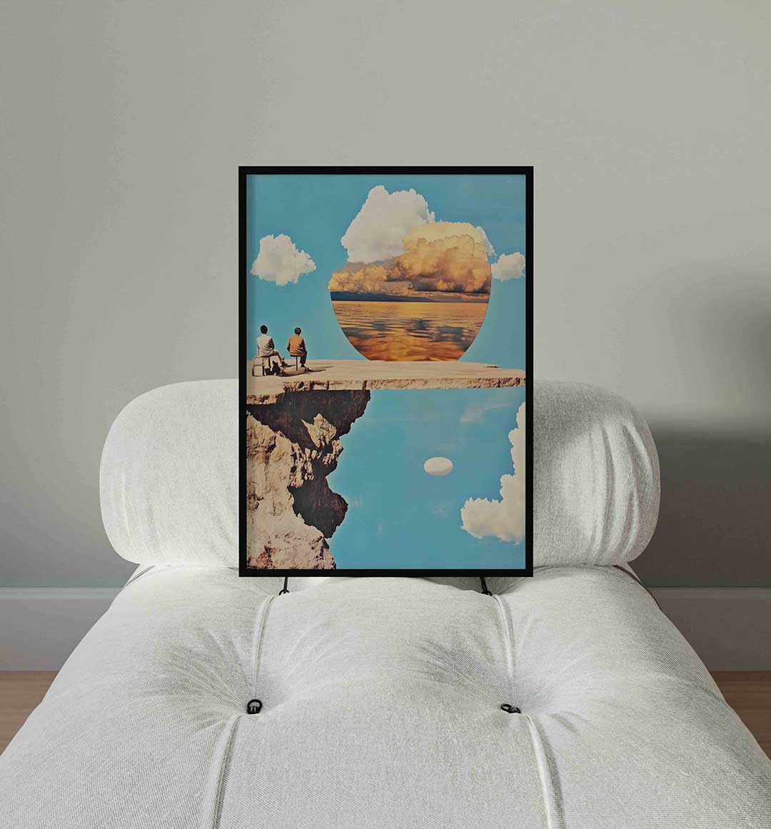 Twee figuren op klif Poster