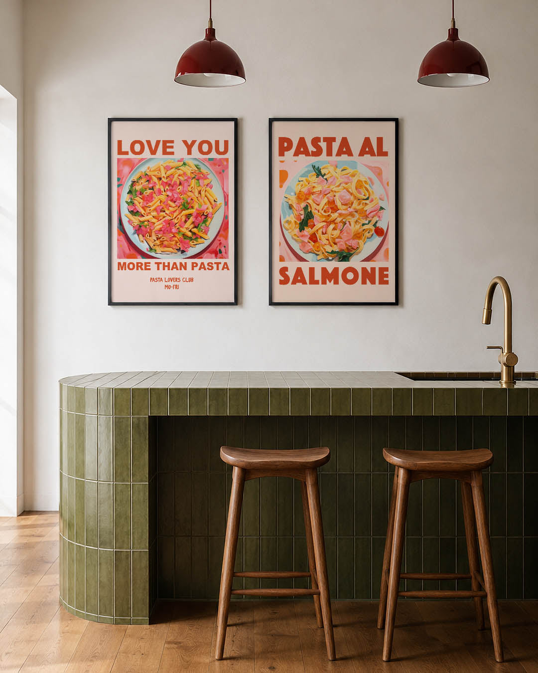Kleurrijke pastaschotel Posterset