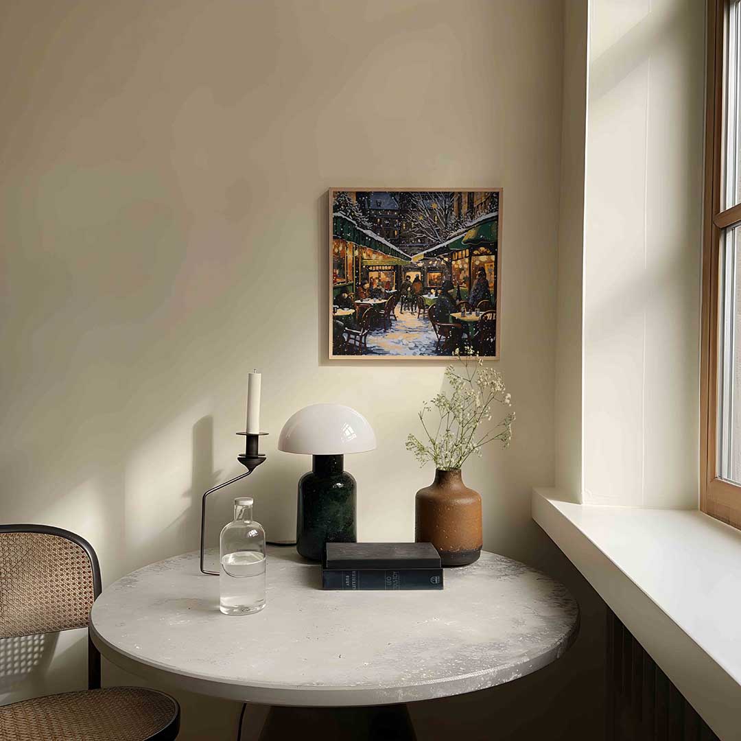 Winteravond terras Poster