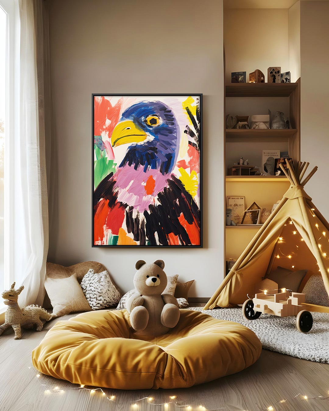 Vogels in levendige kleuren Kunstwerk