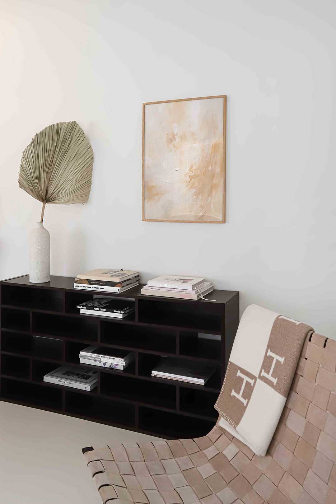 Beige en witte abstracte Poster