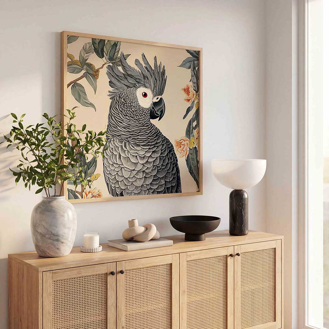 Grijze papegaai Poster