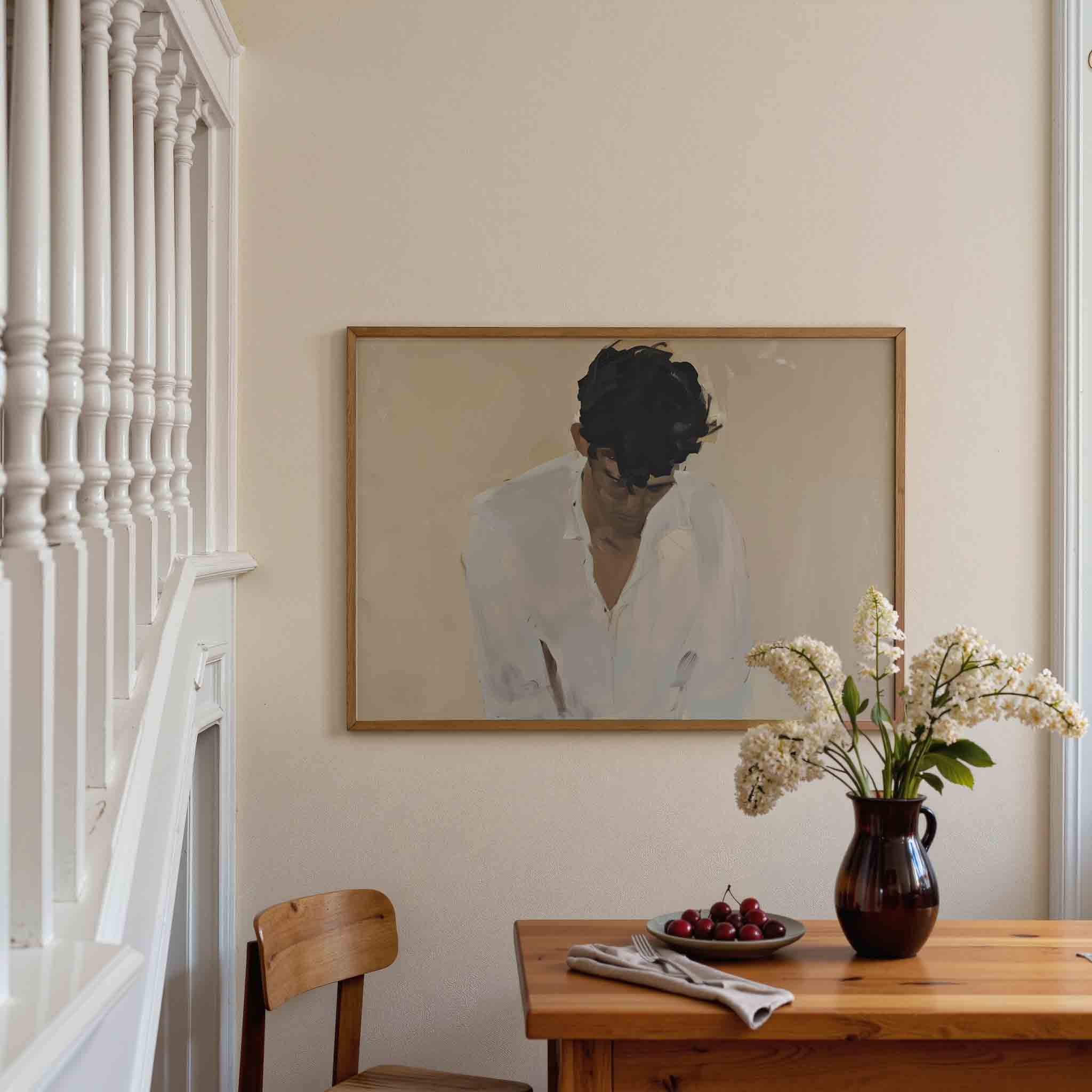 Man met gebogen hoofd Poster