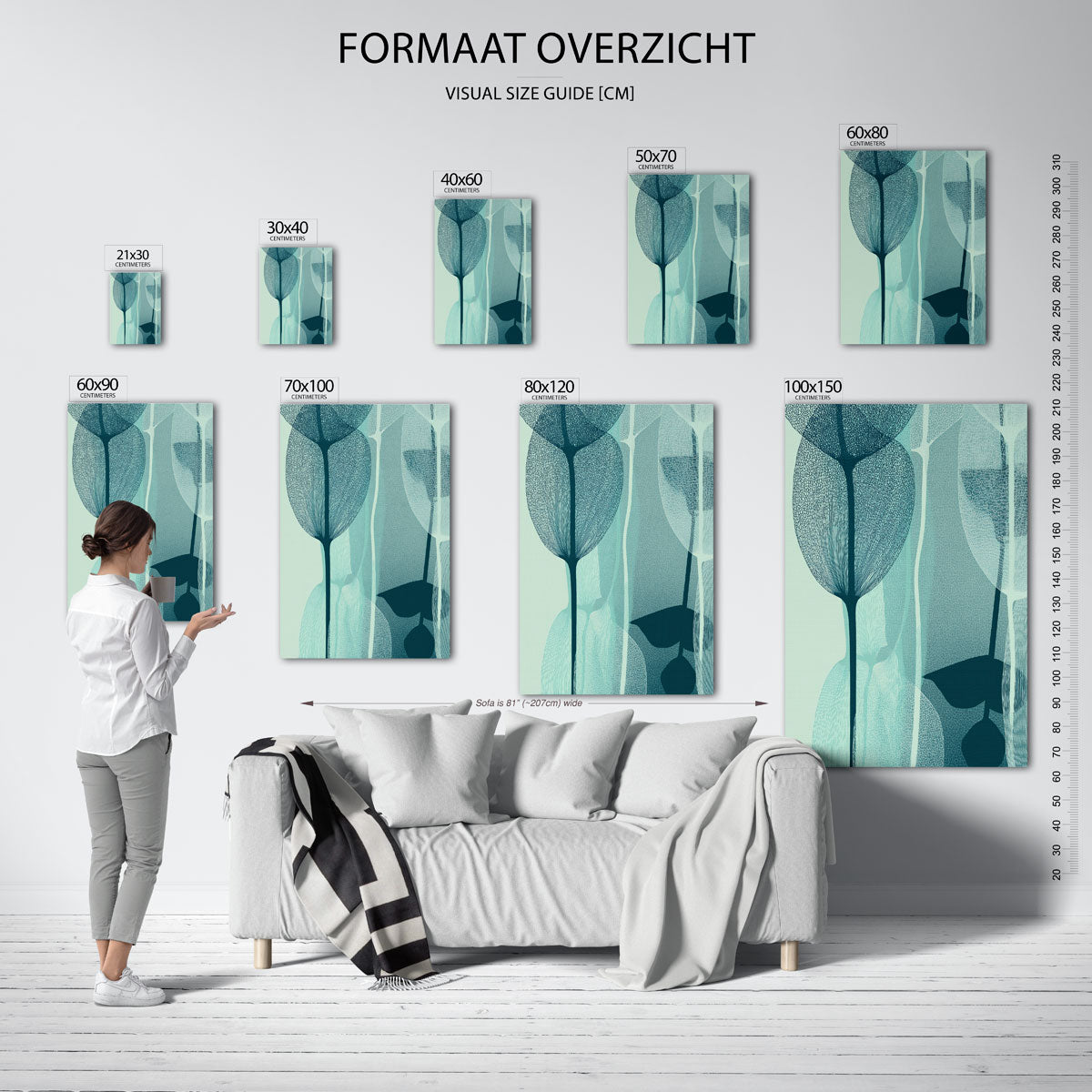 Bladvormen in blauw Poster