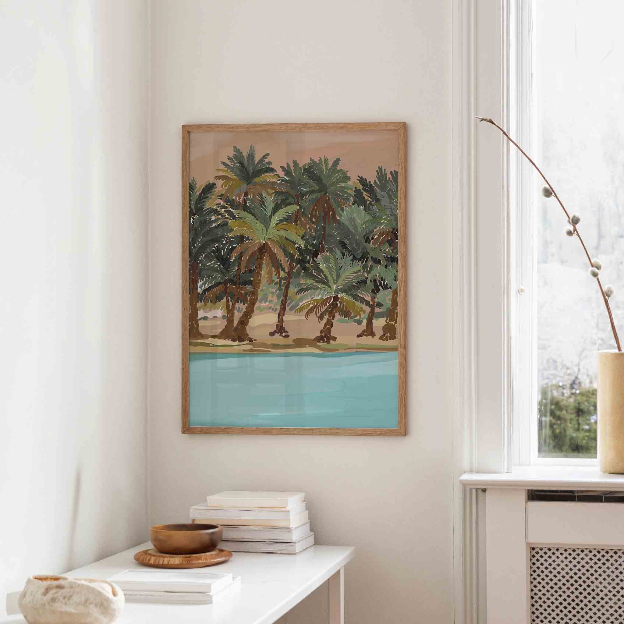 Palmbomen en water Poster