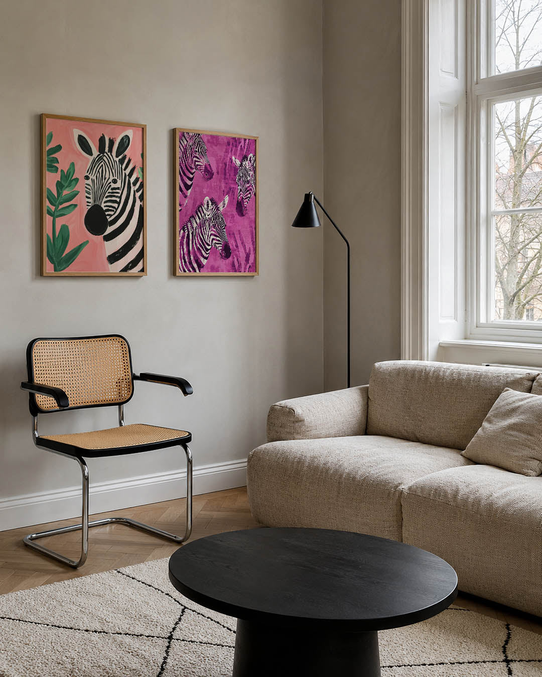 Zebra en bladeren Posterset