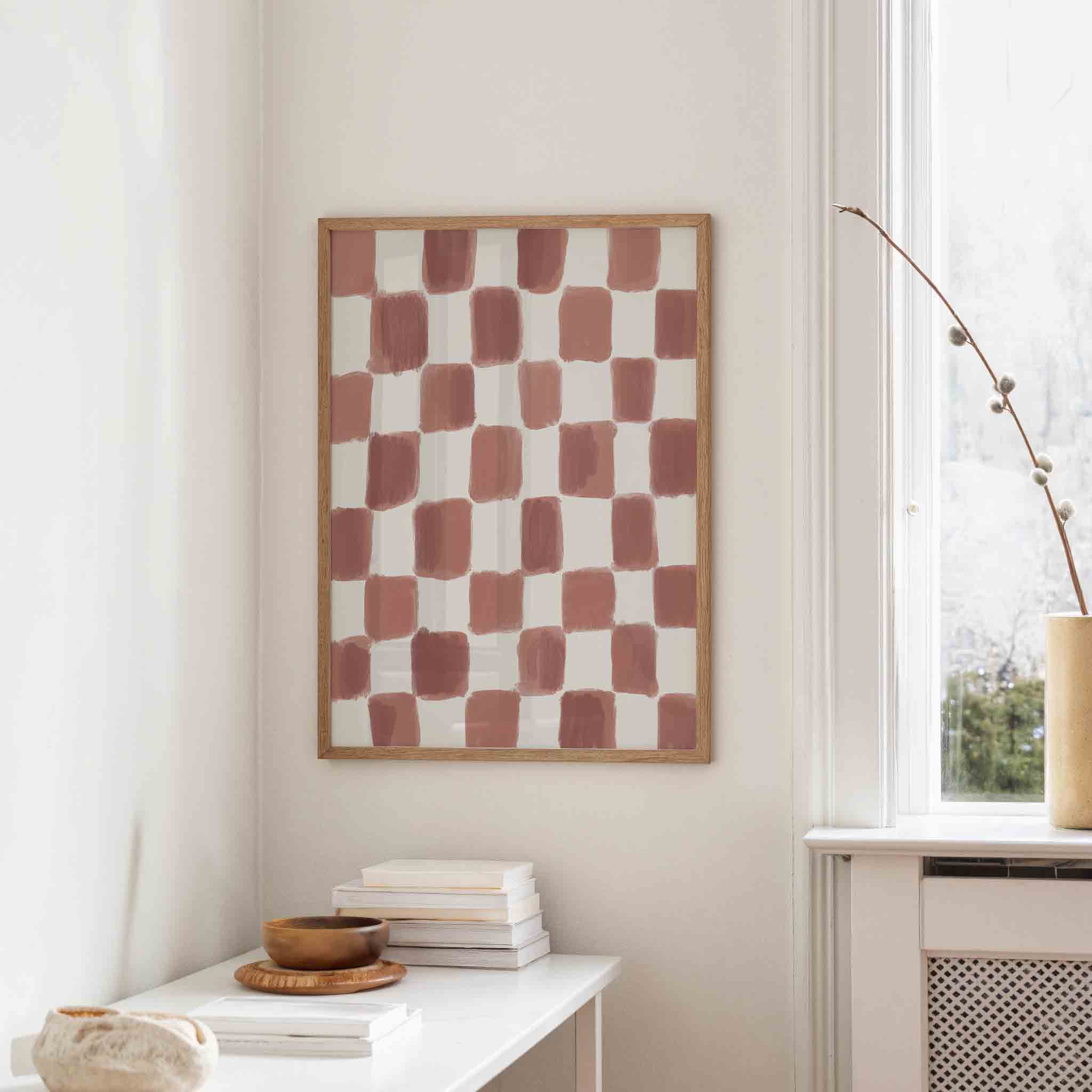 Geruite beige Poster