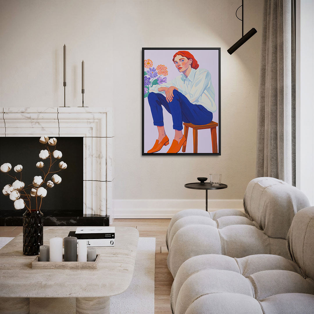 Vrouw met bloemen Kunstwerk