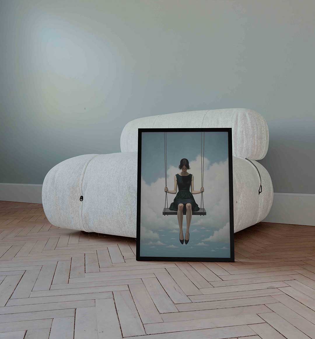 Vrouw op schommel Poster