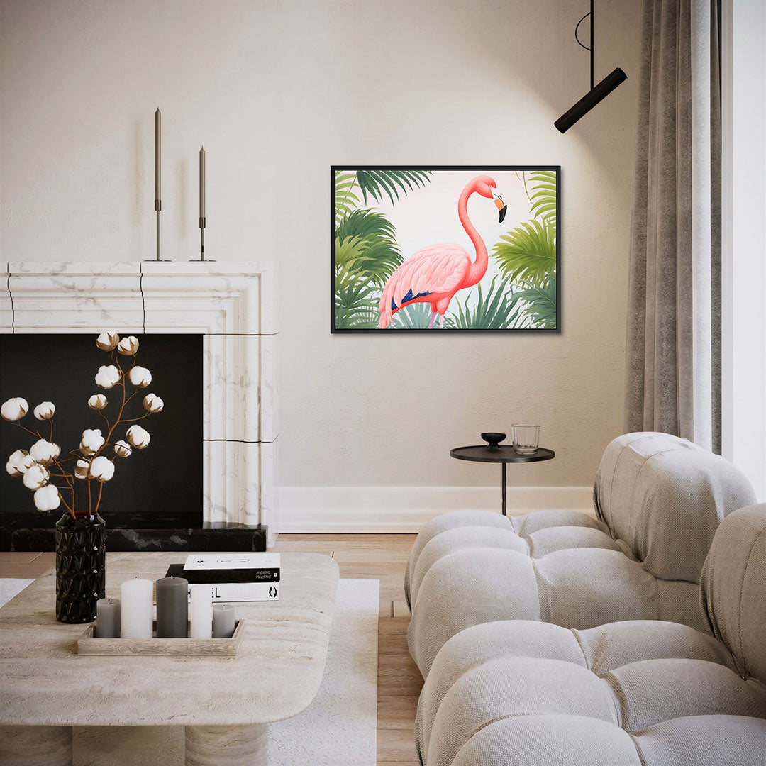 Flamingo en palmen Kunstwerk