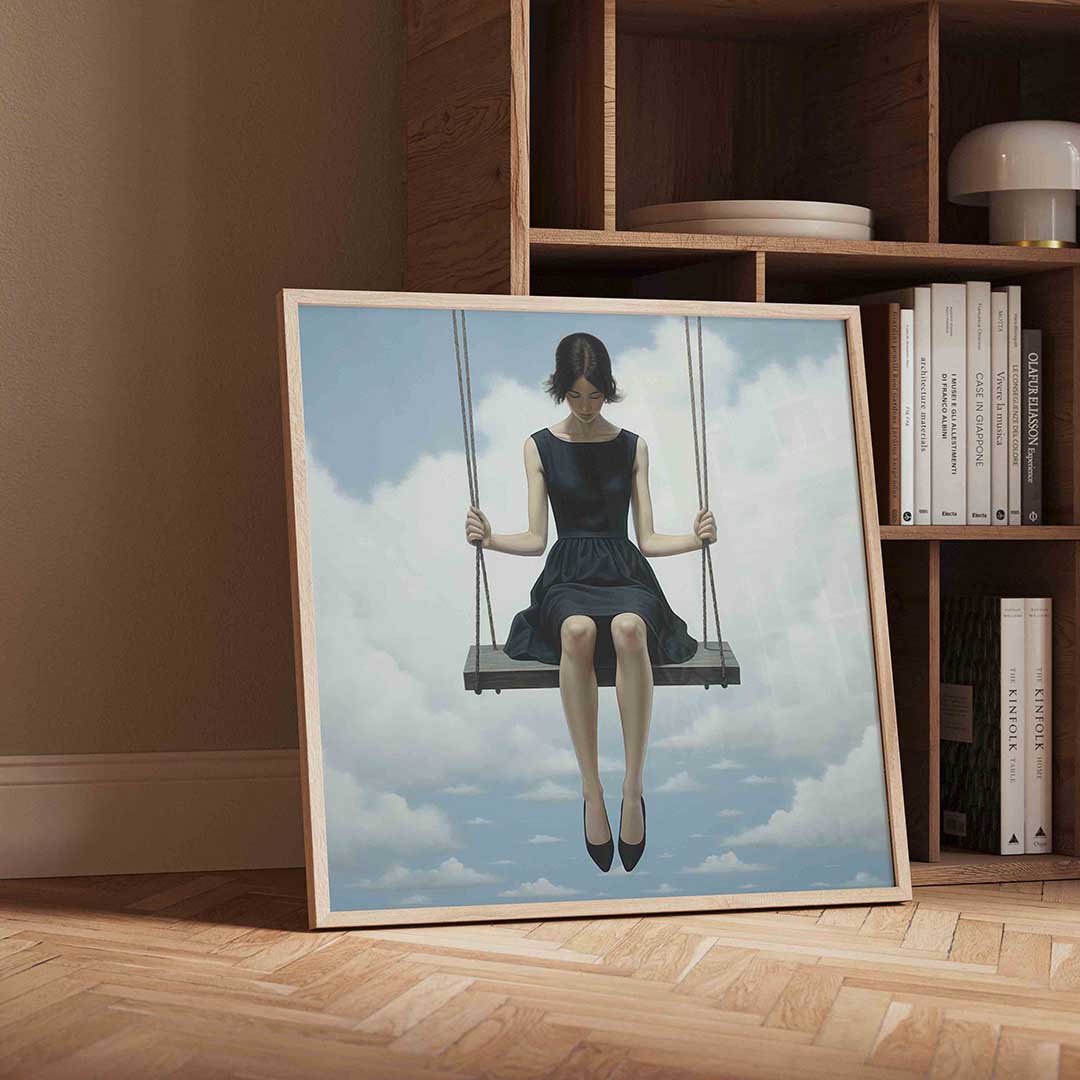 Vrouw op schommel Poster