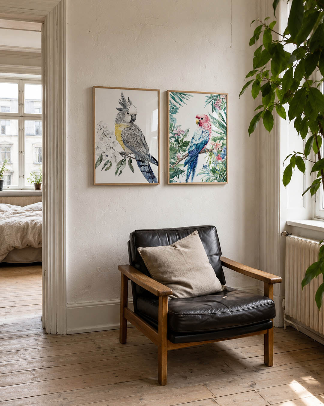 Vogel en bloesem Posterset