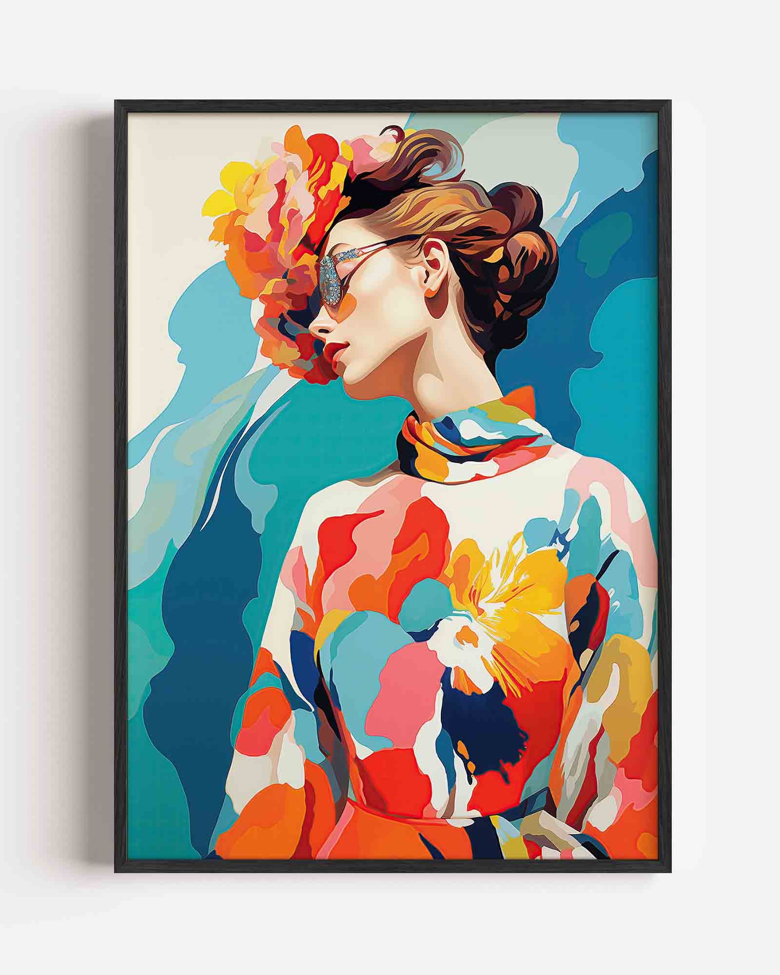 Vrouw met bloemenhoed Poster